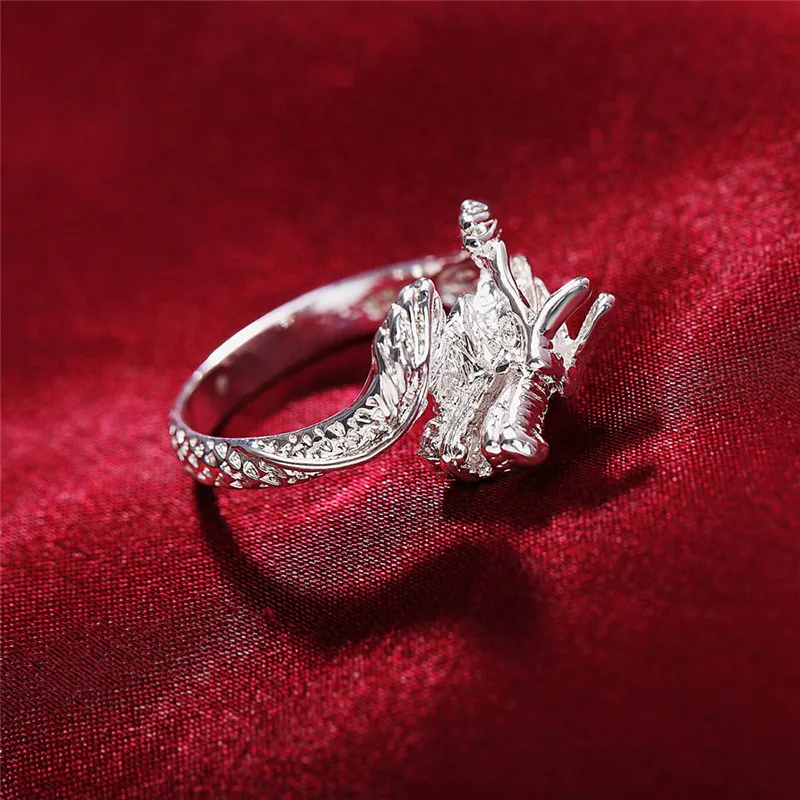 925 Sterling Silver Dragon Ring For Men Women Wedding Engagement Party Fashion Charm Jewelry Gift