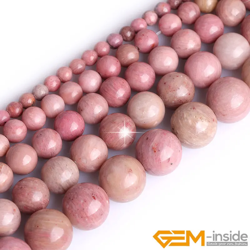 Natural Stone Red Rhodonite Round Beads For Jewelry Making Strand 15\