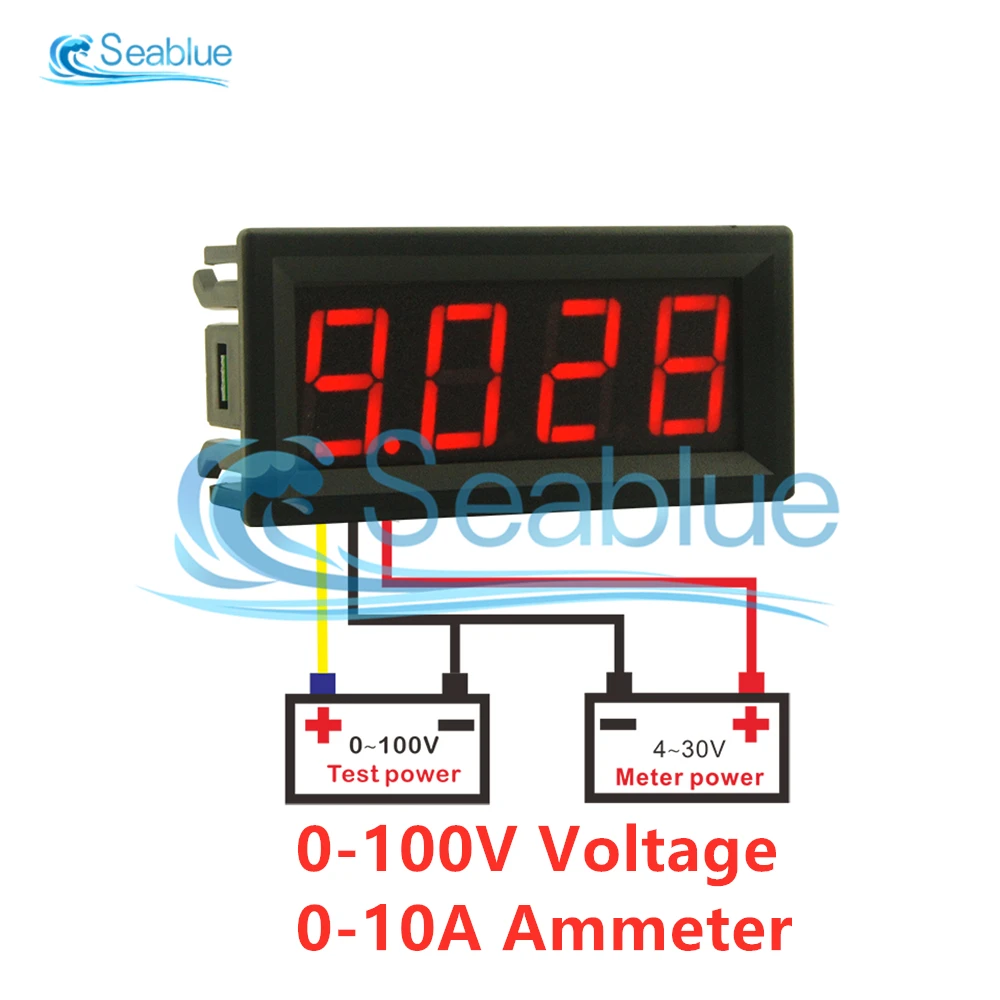 0.56 inch DC 0-100V 0-10A LED 4 Bits Digital Voltmeter Ammeter Meter Auto Car Mobile Power Voltage Current Tester Detector