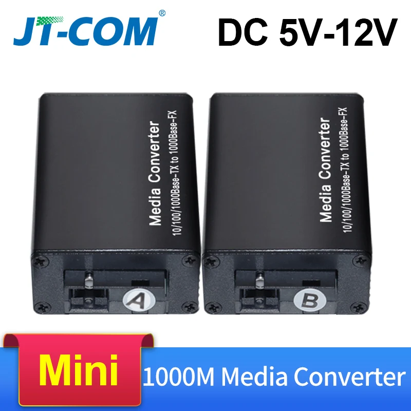 DC 5V-12V 20KM 1000M Mini Gigabit Media Converter Fiber Optic to RJ45 Single Mode Ethernet Switch Optical Transceiver SM SC FTTH