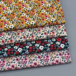 Thin Cotton Poplin Vintage Small Floral Fabric For Sewing Dress Shirt Headscarf Apparel Fabrics By Half Meter