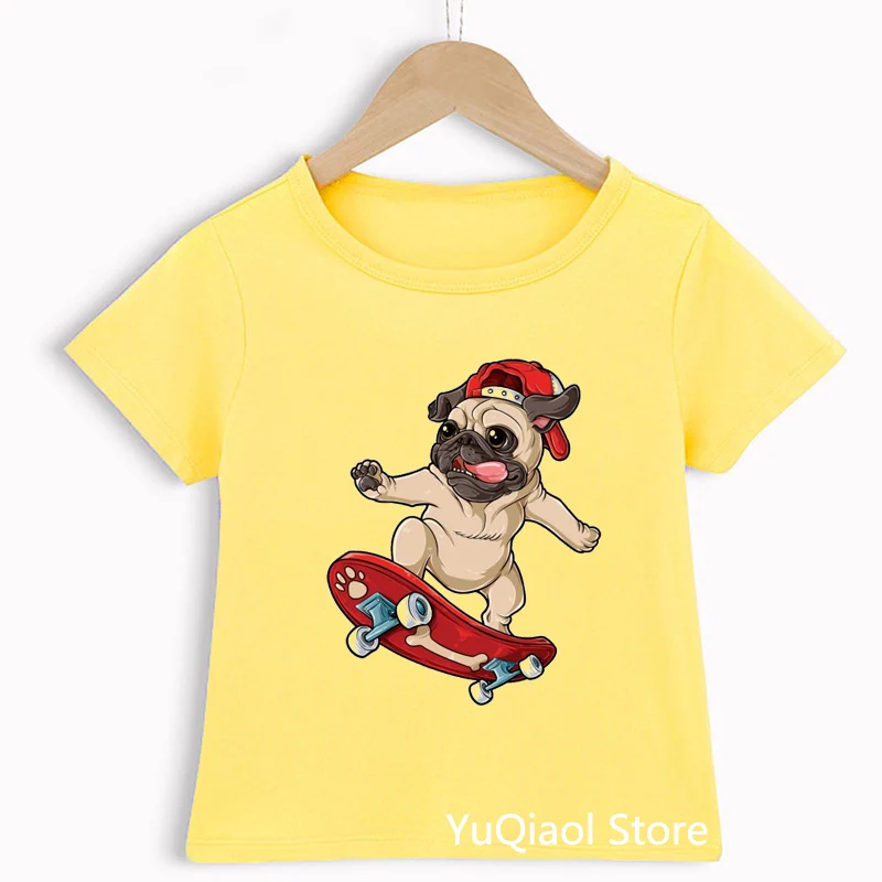 Pug Print Funny Kids Clothing Labrador Heart Valentines Day Gifts for Children Dog Lovers Candy Color T Shirt Boys Girl T-Shirt