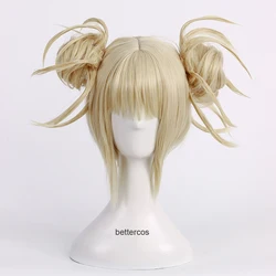 Anime Himiko Toga Wig Light Blonde Ponytails Heat Resistant Cosplay Costume Wig + Wig Cap