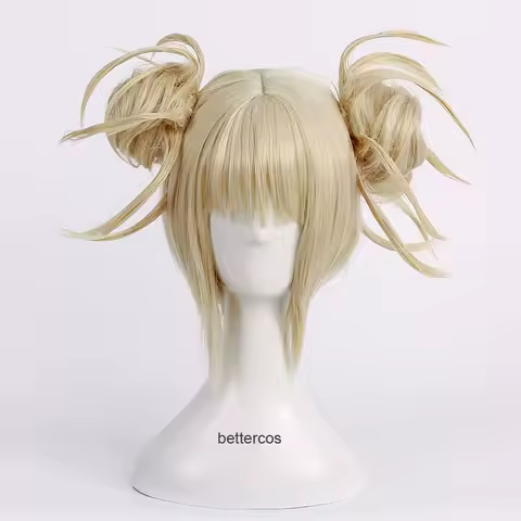 Anime Himiko Toga Wig Light Blonde Ponytails Heat Resistant Cosplay Costume Wig + Wig Cap