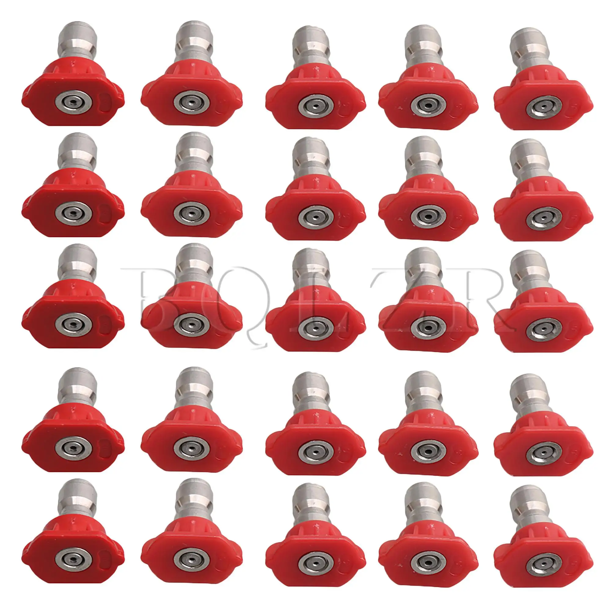 

BQLZR 25 Pieces 0 Degree 1/4 Inch Quick Connect Pressure Spray Nozzle Tips Red