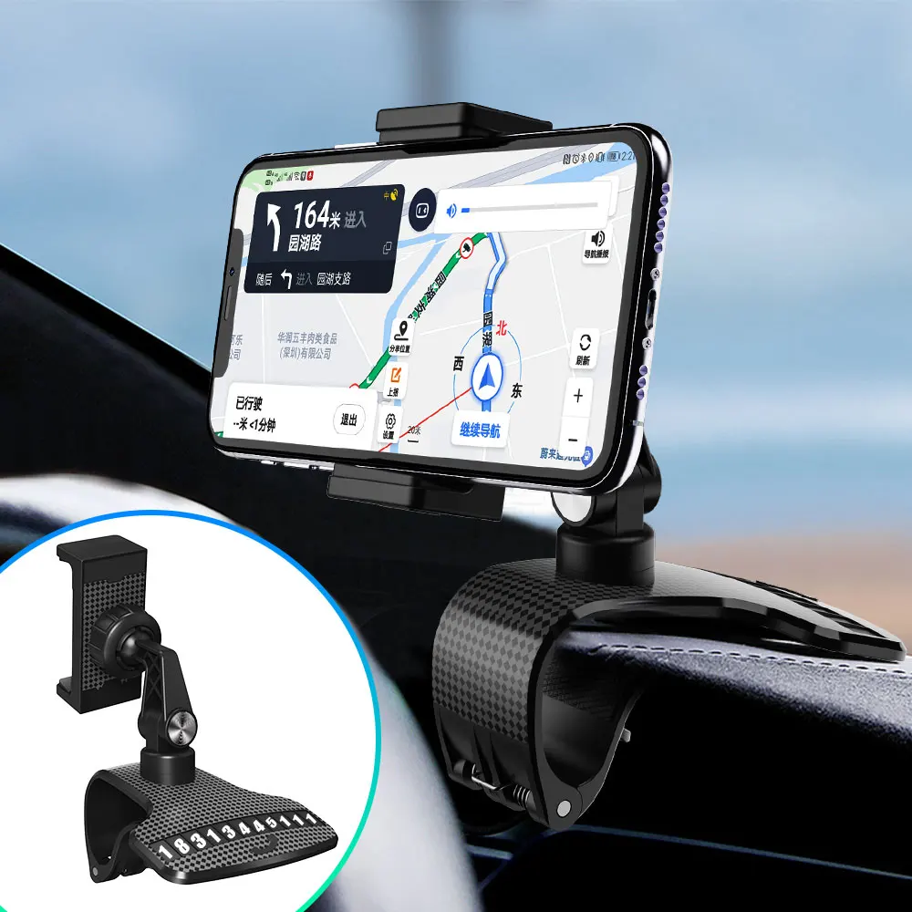 XMXCZKJ Car Phone Mount Universal HUD Dashboard Rear View Mirror Sun Visor Car Holder 360° Rotation Cradle for iPhone 12/11/11Pr