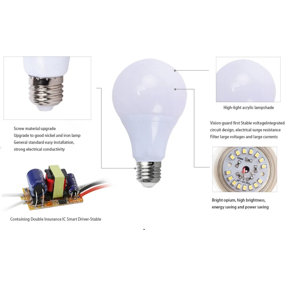 E27 LED Lamps AC/DC 12v to 85v Lighting Domestic LED Globe Cool White Light Aluminum Board SMD 2835 3w/5w/7w/9w/12w/15w