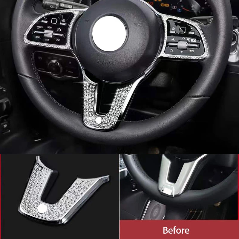 

For Mercedes Benz A B GLA GLB CLA Class W177 W247 H247 X247 C118 Interior Modify Refit Steering Wheel Artificial Crystal Sticker