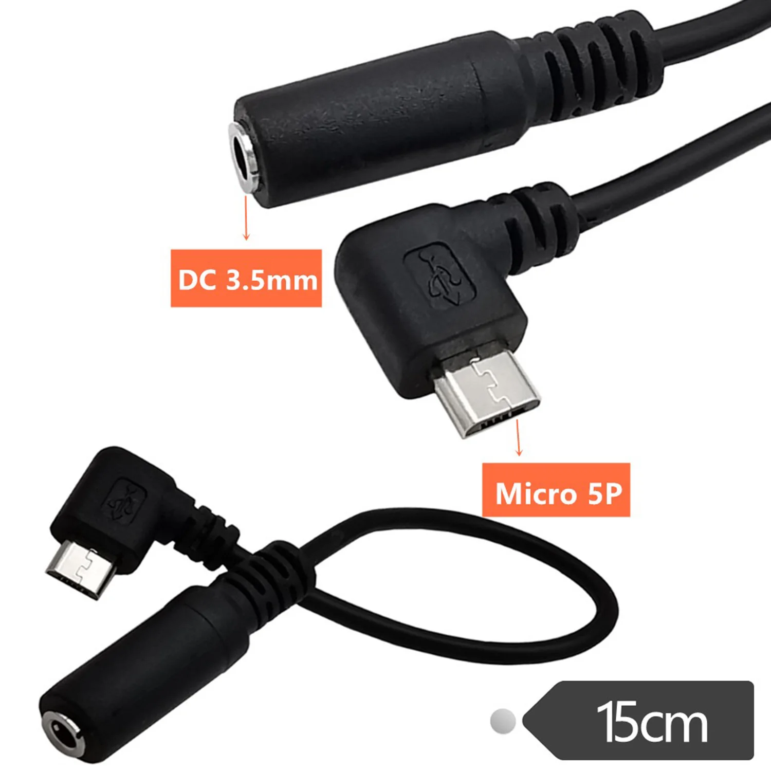 3.5mm 4 Pole Female To Micro USB Male Angle Angled Adapter Active Clip Mic Microphone Cable Converter Cord -15cm/5.9 Inch