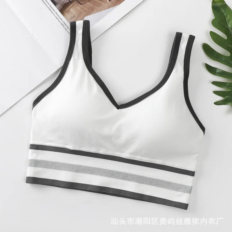 New  Women\'s Cotton Underwear Tube Tops Sexy Solid Color Top Fashion Push Up Comfort Bra Female Sports Color Matching Tank Up