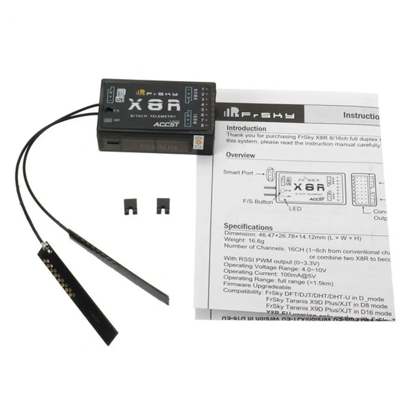 FrSky X8R 2.4G 16CH SBUS Receiver Antenna Smart Port Duplex Telemetry for Taranis X7 X9D X12S OpenTX Jumper T16 T18  TX16S TX18S