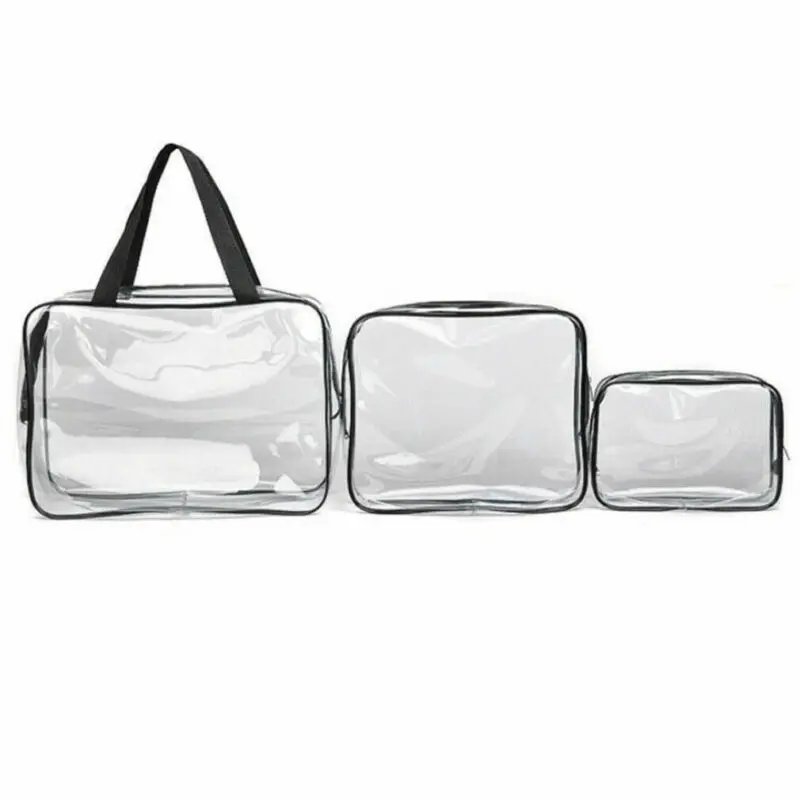 Faroot S M L Clear Transparent Storage Bag PVC Travel Cosmetic Bag Zipper Make Up Toiletry Storage Bag