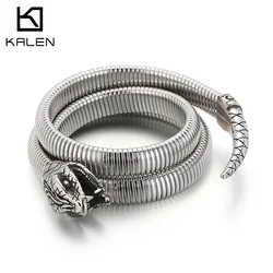 Kalen Gothic Snake Chain Stainless Steel Punk Men's Bracelet On Hand Viper Bangles Vintage Jewelry New Dropshipping