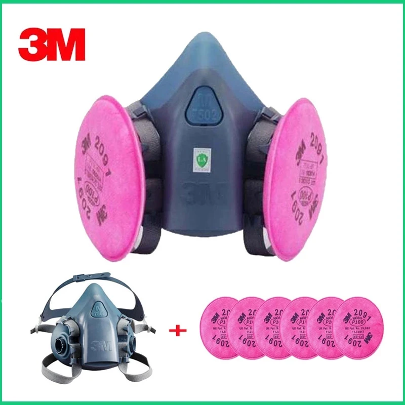 3M 2097 particulate filter P100 with 3M 7502 Gas mask use series respirator Against Painting Spraying Glass Fiber