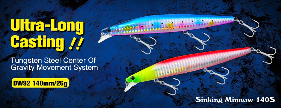 TSURINOYA 110S Sinking Minnow DW77 110mm 22g Großer Kunstköder für Forellen, Hechte, Wolfsbarsche, Meeresangeln, Jerkbait, Wobbler – Detail 2