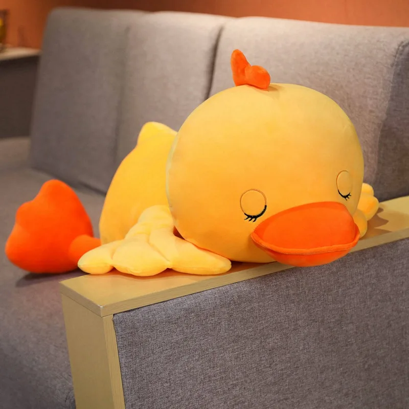 50/65/80CM Stuffed Lying Duck Cute Yellow Duck Plush Toys for Children Soft Sofa Pillow Cushion Nice Christmas Gift For Girls