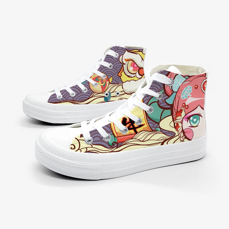 Amy and Michael 2021 Spring New Design Fashion Lovely Girls Hand Painted Canvas Shoes  Women Students Casual Sneakers Kawaii