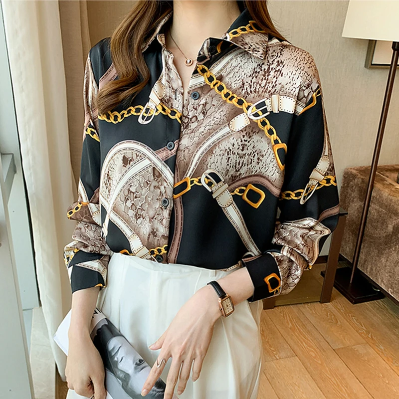 Fashion printing ladies shirts Women\'s Blouses Spring Autumn Long Sleeve Shirts Tops Blusas Mujer