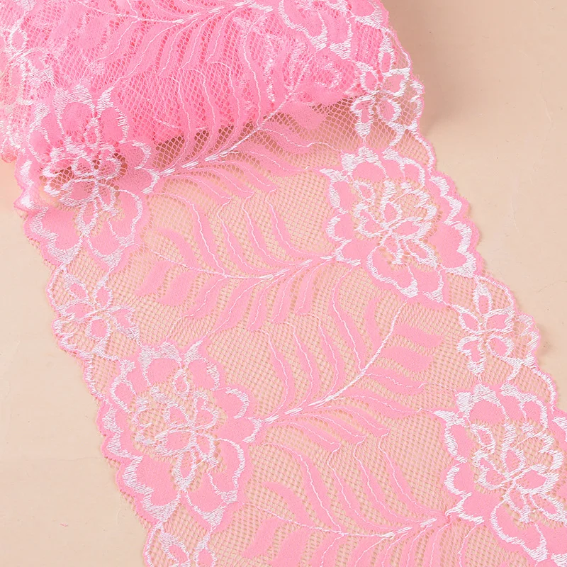 25Yds Super 18cm Wide Floral Mesh Tulle Stretch Lace Ribbon Elastic Laces Trim Sewing Garment Accessories Handmade Garter diy