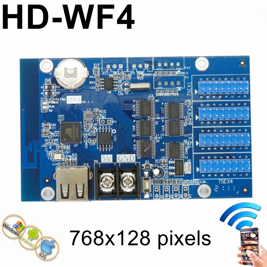 HD-WF1 HD-WF2 HD-WF4 Asynchronous USB + wifi Full Color Led Control Card With hub75 Port For P3 P4 P5 P10 RGB Lintel Display