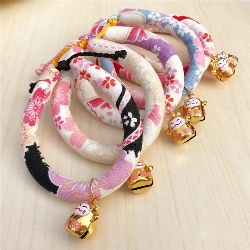 Japanese Style Pet Cat Bell Collar Cats Cute Cartoon Cat Supplies Mascotas Products for Katten Gatos Accessories Necklace