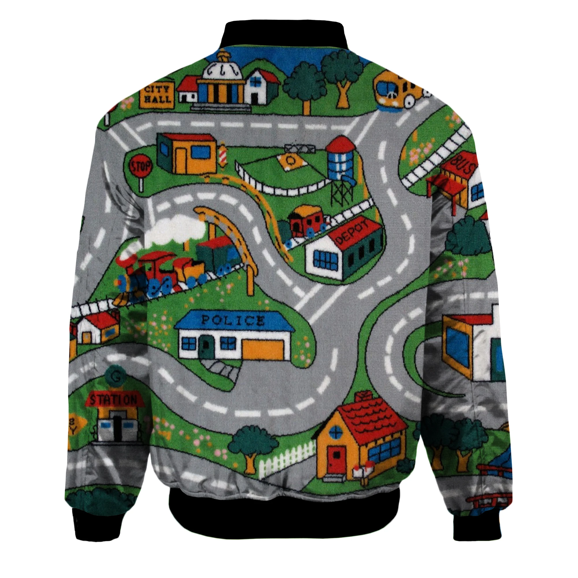 Drop shipping Fashion Harajuku Men's bomber jackets Toy Roads Cartoon Printed 3d Zip Long Sleeve Pullover Unisex Zipper jacket