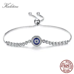 KALETINELuxury Evil Eye Tennis Bracelet Hip Hop 925 Sterling Silver Bracelets for Women Blue Stone Beads Bracelet Mens Jewellery