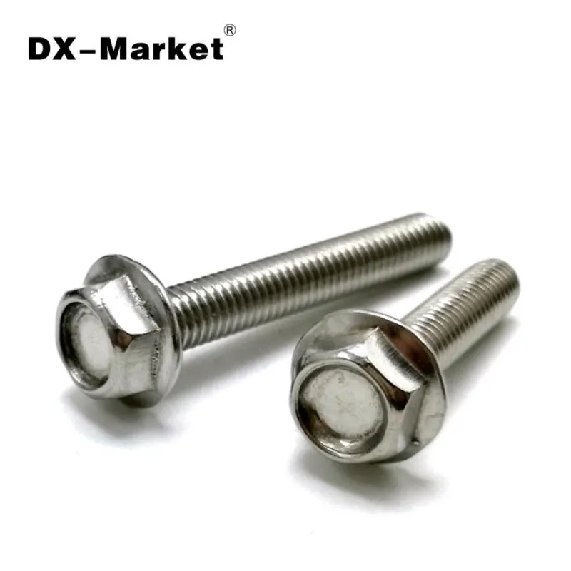 M8 Hex Flange Screw Motor Vehicle Bolt , 304 Stainless Steel Metric Hex Head Flange Engine Fasteners 10mm-100mm ,A028