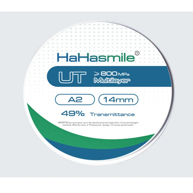 HaHasmile UT-Multilayer 98-A2 For Anterior And Anterior Bridge And Veneer 49% Gradient For Transparency Laboratorio Dental