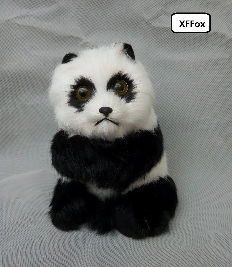 

cute real life panda model plastic&furs black&white sitting panda home decoration gift about 16x15x21cm xf2184