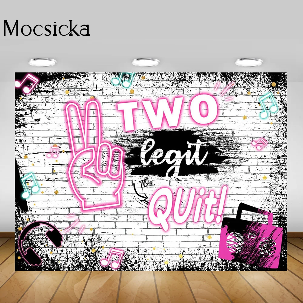 Two Legit to Quit Party Background Decoration Hip Hop Music Children 2nd Happy Birthday Backdrop Photo Shoot Photobooth