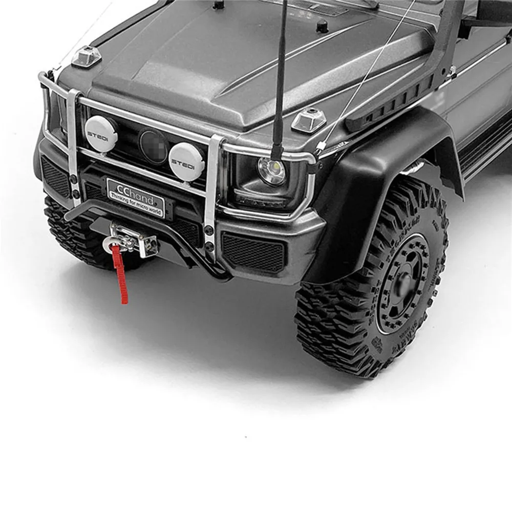 Metal Front Bumper with LED Lamp Spotlight for 1/10 TRX6 G63 TRX4 G500 RC Car Parts Accessories