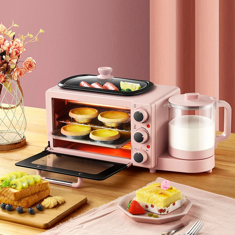 Multifunctional 4 in 1 Breakfast Machine 7L Electric Mini Oven Coffee Maker Egg Frying Pan Household Bread Pizza Oven