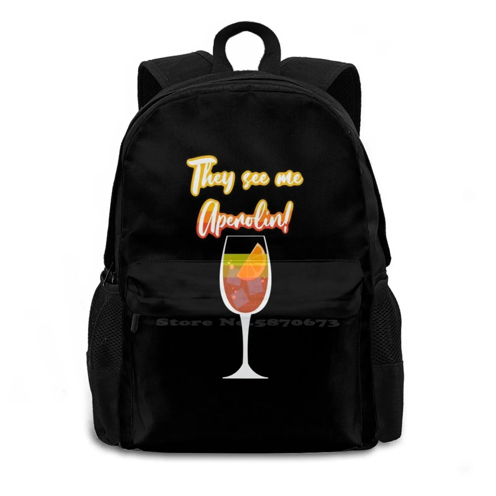 Cocktail Spritz School Bags Travel Laptop Backpack Drink Cocktail Italy Spritz Orange Campari Champagne Aperitif Soda Vintage