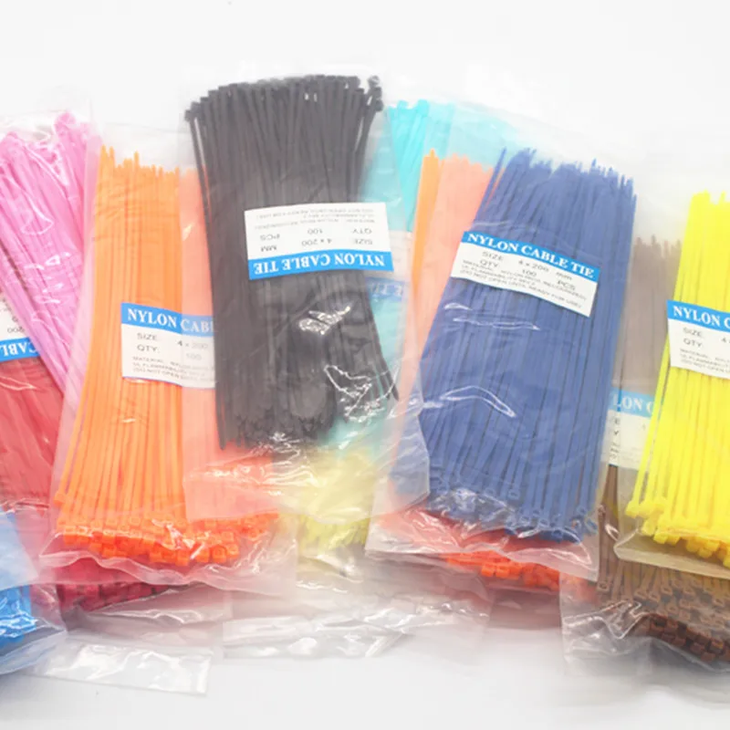 300 قطعة 18 ألوان مختلطة النايلون كابل الذاتي قفل البلاستيك سلك البريدي العلاقات مجموعة 3*100 3*150 4*200 الصناعية توريد السحابات ضمادة