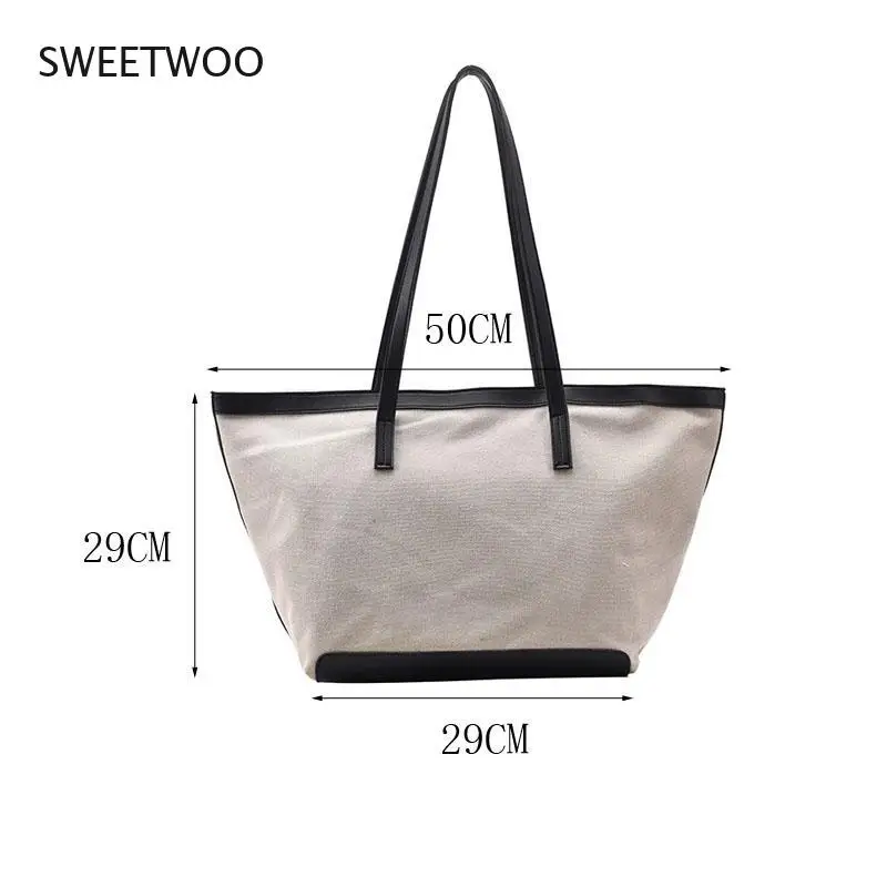 New Fashion Canvas Tote Bag 2021 Large Capacity Simple Foreign Style Big Brand Shoulder Bag Shopper Spring Summer Women\'s Bag