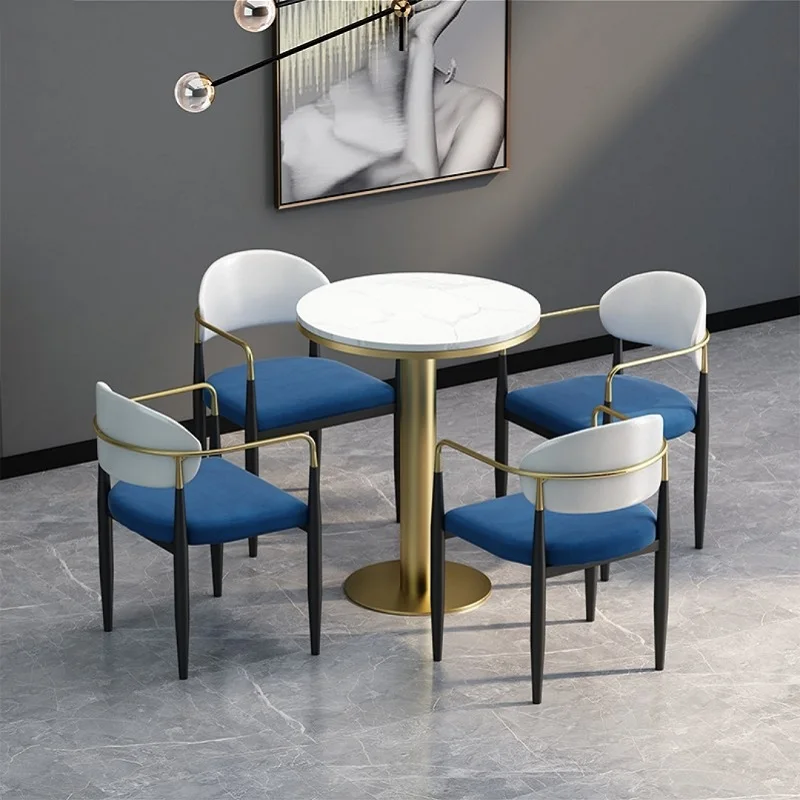 Sales Office Negotiation Table Chair Light Luxury Small Round Table Modern Simple Reception Room Leisure Area Dining Chair