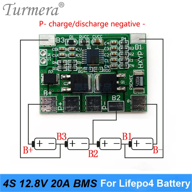 Turmera 12V 32700 Lifepo4 Battery Storage Box 4S 20A BMS Nickel with Holder for Uninterrupted Power Supply or 12V Motorcycle Use