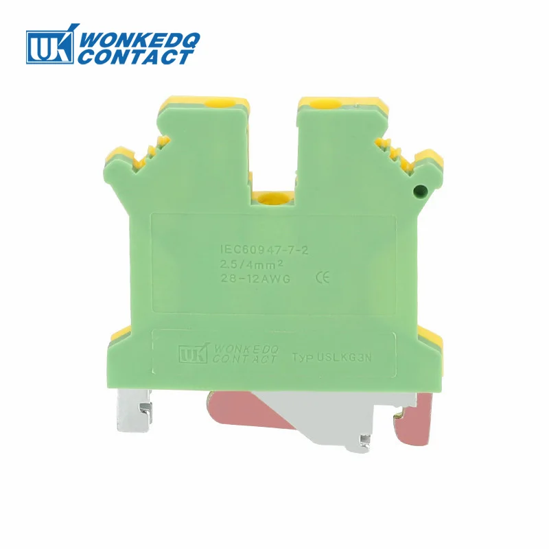 10Pcs USLKG 3N Ground Electrical Connector 3mm² Wire Grounding Modular Screw Connection DIN Rail Terminal Block USLKG3