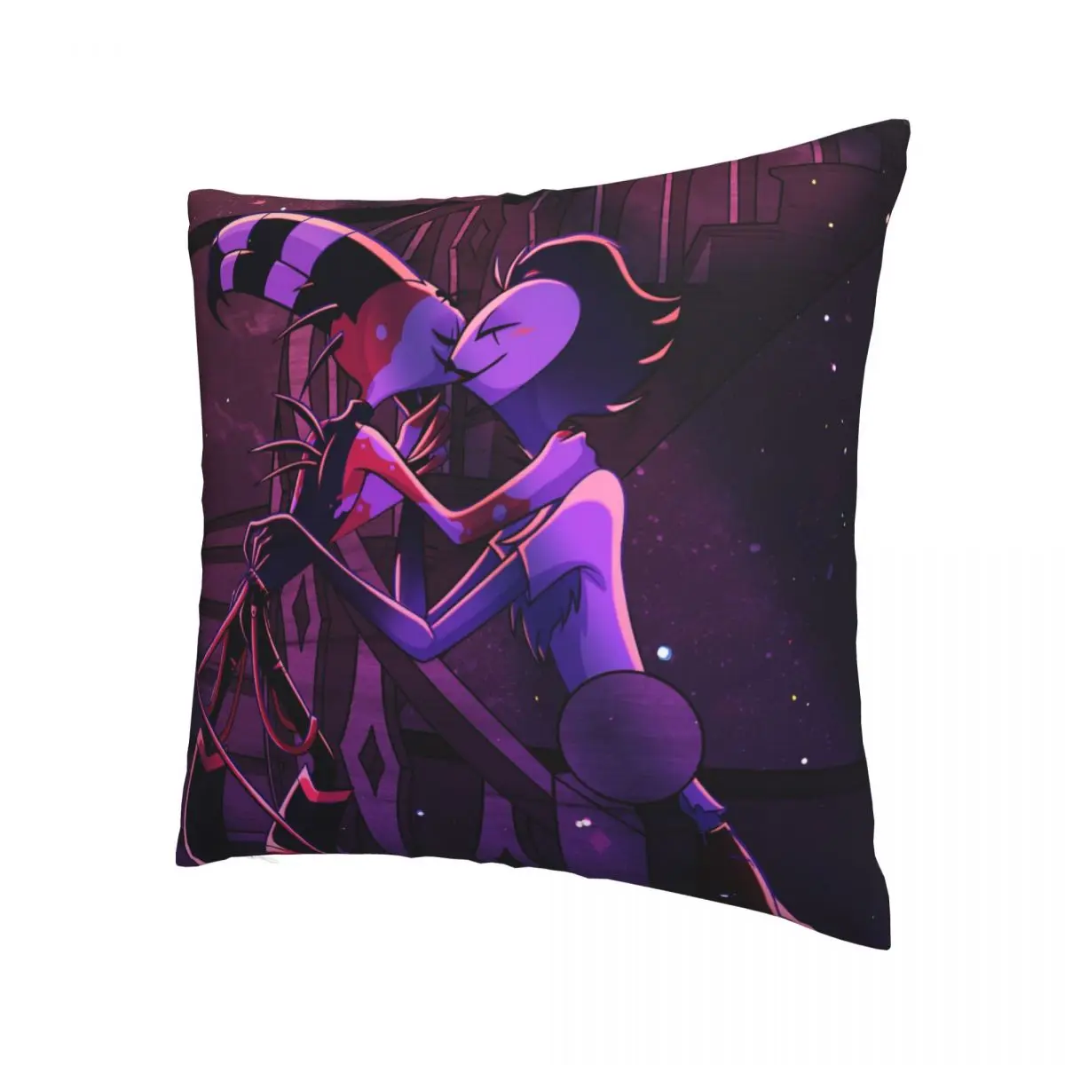 Kiss Pillowcase Helluva Boss Blitzo Adult Animation Backpack Cushion For Livingroom DIY Printed Car Hug Pillowcase Decorative