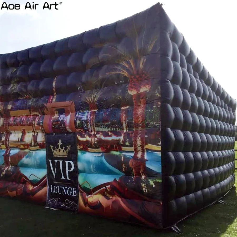 Portable All Black Rectangular VIP Lounge Multifunction Inflatable Pop-up Cinema Tent Nightclub Or Disco Room Made In China