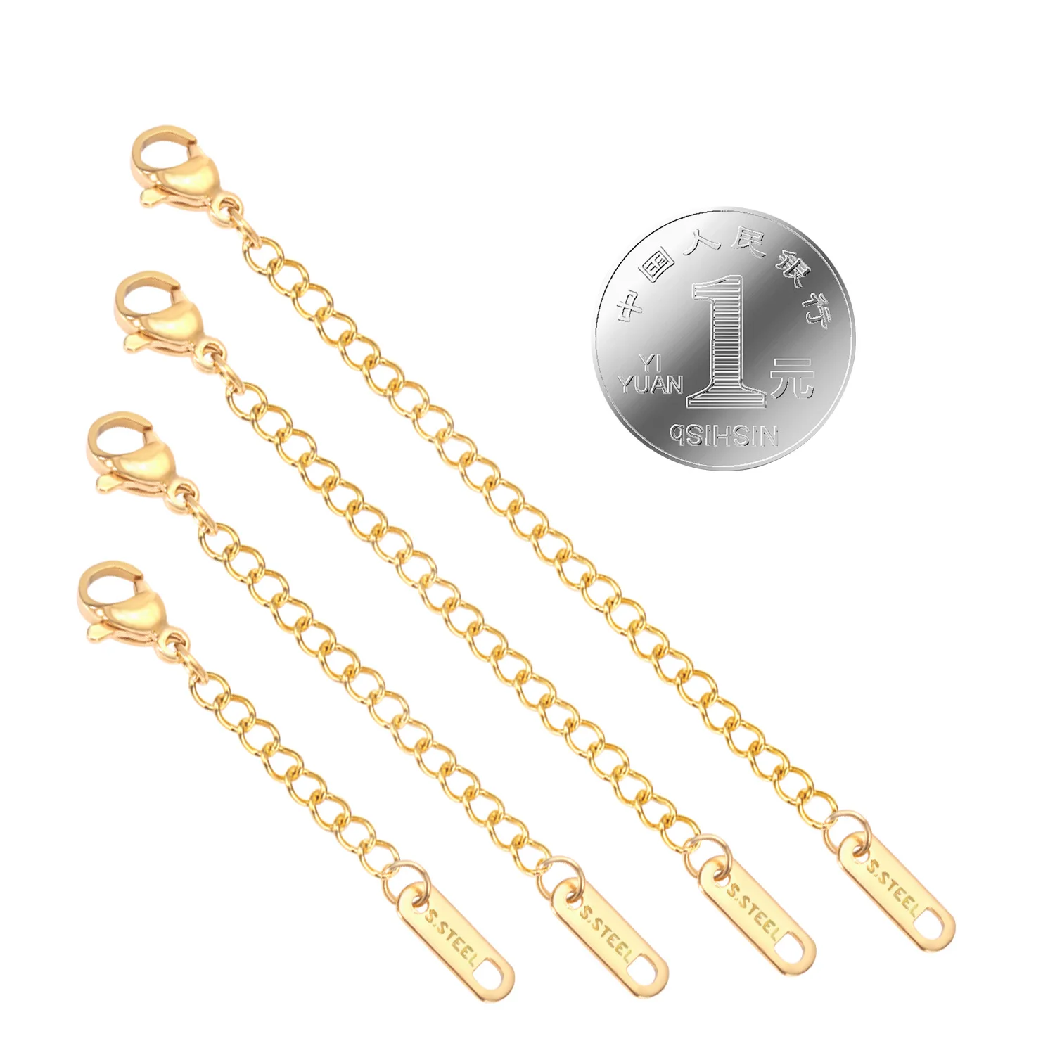 LUXUKISSKIDS 8pcs/lot 316L Stainless Steel Chains For Extention Adjustion Necklace Rose Gold Silver Color 2/3/4/6inch Accessorie