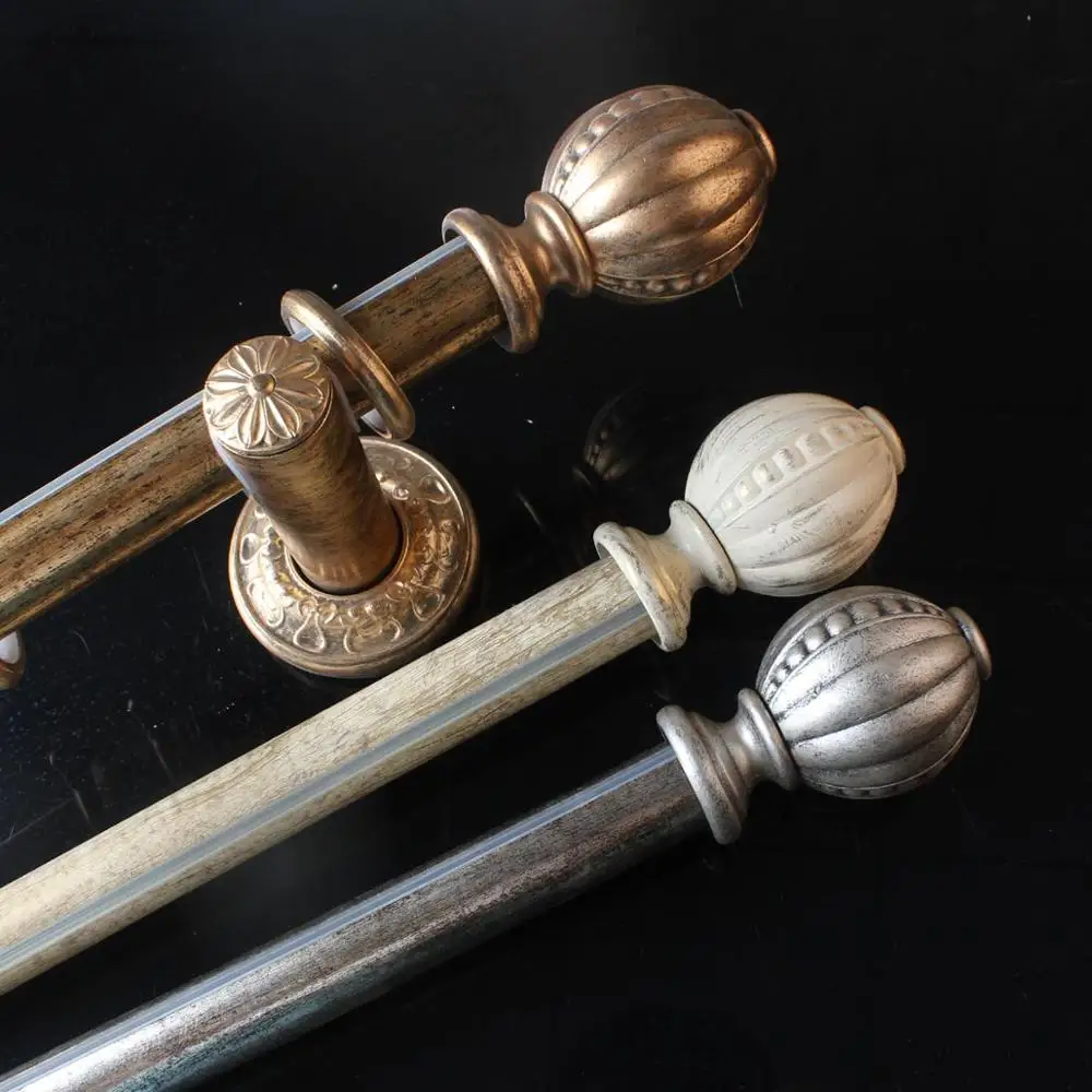 French style curtain rods golden old art rods 30 mm diameter single and double rods retro beige curtain rods