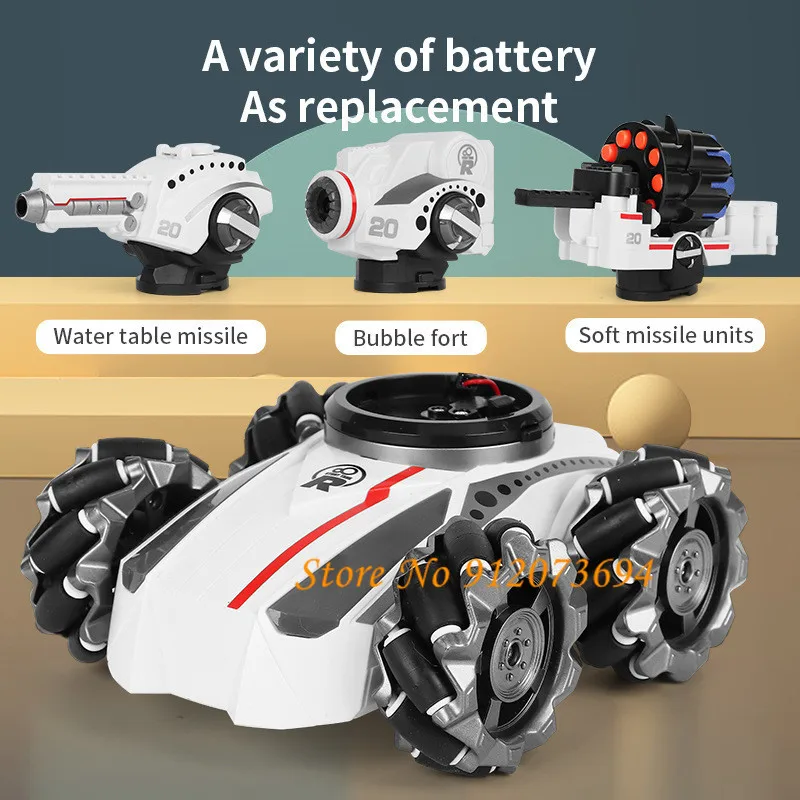 Watch Sensing 3-In-1 Remote Control Tank Car 2.4G 4WD Launch Bullet Bubble Intelligent Demo Turret Rotate Smoking Music RC Tank