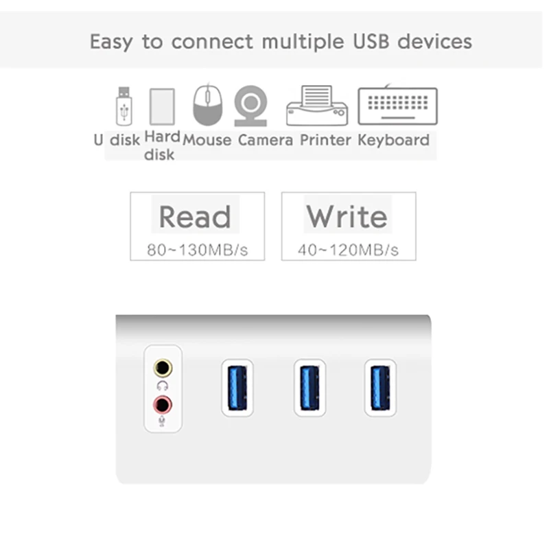 Hubs Usb 3.0 with Sound Card High Speed 3 Port Usb3.0 Hub Adapter for Macbook External Stereo Sound Combo adapter converter