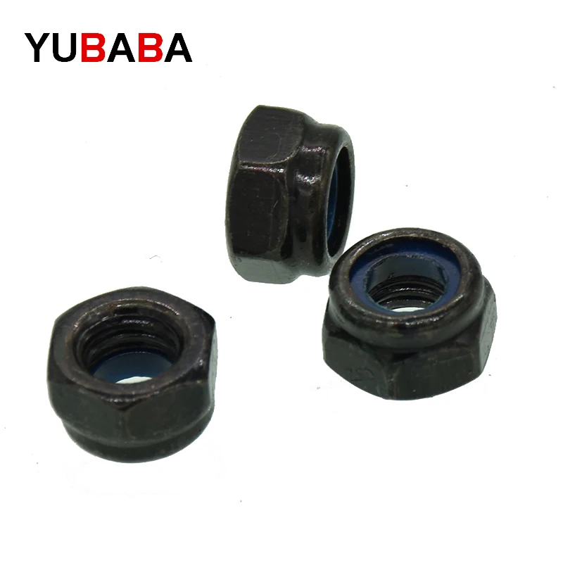 Nin985六角ロックナット,カーボンファイバー,黒,M2.5,m3,m4,m5,m6,m8,m10,m12,滑り止めロックナット