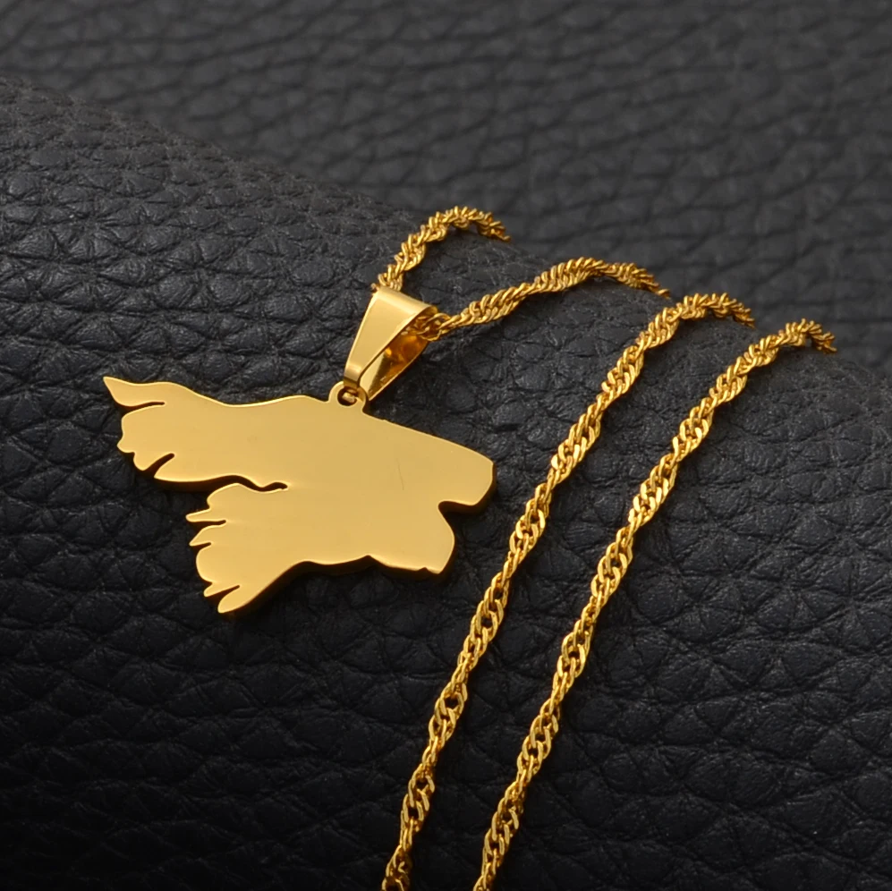 Anniyo Guinea Bissau Map Pendant & Necklace Gold Color African Countries Guine-Bissau Jewelry #024221