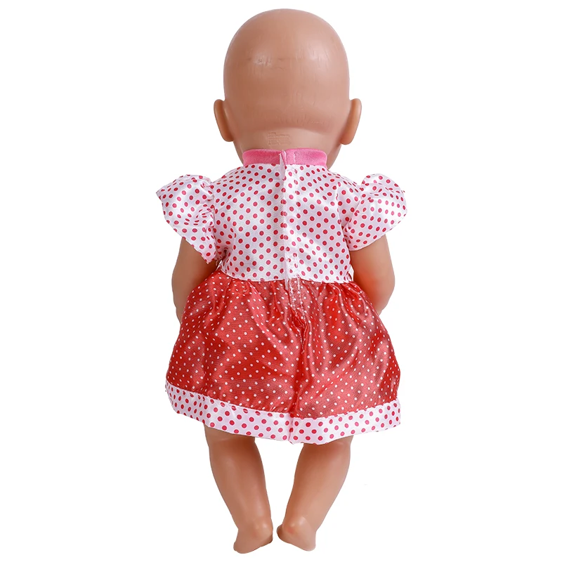 17 Inch Doll Clothes Dots Dress American Girl Doll Accessories 43cm Baby New Born Custom Children Girl Gifts Customized Supplies