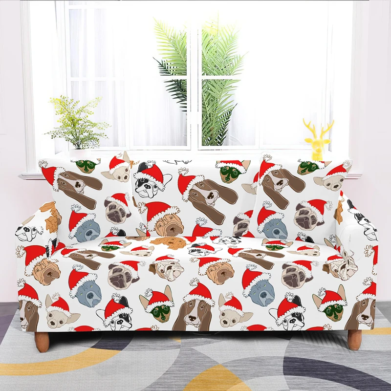 Elastic 1/2/3/4 Seater Sofa Covers Cartoon Dogs Printing Anti-dirty Couch Cover For Living Room Hotel All-cover Slipcovers