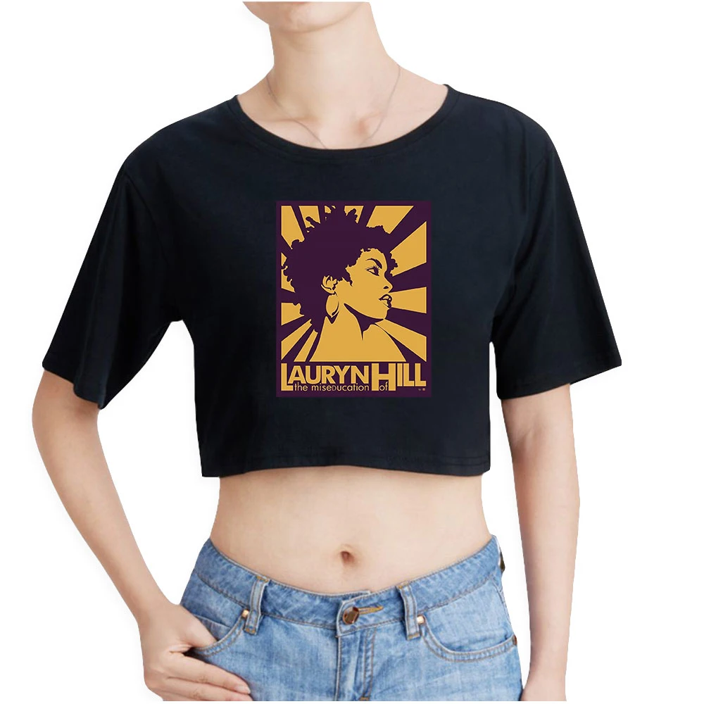 Lauryn Hill printing autumn and Spring Summer Holiday youthful vitality Women/girl sexy bare midriff